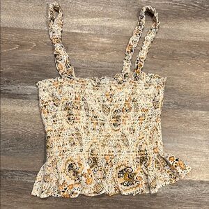 SALE!! Bundle 5/$25 Patrons of Peace Tan and Cream Babydoll Camisole Crop Peplum